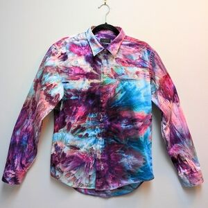 Custom Ice Dye Zara Man Men Dress Shirt Slim Fit Large 100% Cotton Long Sleeves